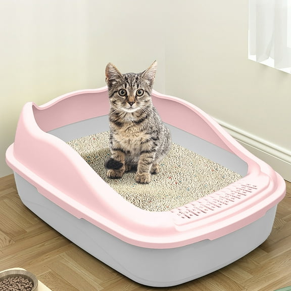 Cat Litter Box, Pink, Semi-Enclosed Open Toilet, Deodorant Feces Tray, Splash Proof, Pet Supplies Lulshou