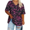 thumbnail image 5 of JTZGDY Plus Size Womens Summer Tops Vintage Printed Short Sleeve Round Neck Graphic T-Shirts Loose Fit Blouses Trendy Oversized Soft Cotton Tees Multicolor#08 XXL, 5 of 6