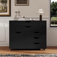 thumbnail image 2 of Costway 5-Drawer File Cabinet Mobile Chest of Drawers with Side Cabinet 5 Casters Black, 2 of 10