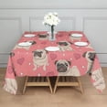 thumbnail image 3 of Pug and Love Heart Square Tablecloth,Waterproof Square Table Cover,Wipeable Spillproof Washable Table Cover for Home Kitchen Party Decor 42"X42"(107x107cm), 3 of 6