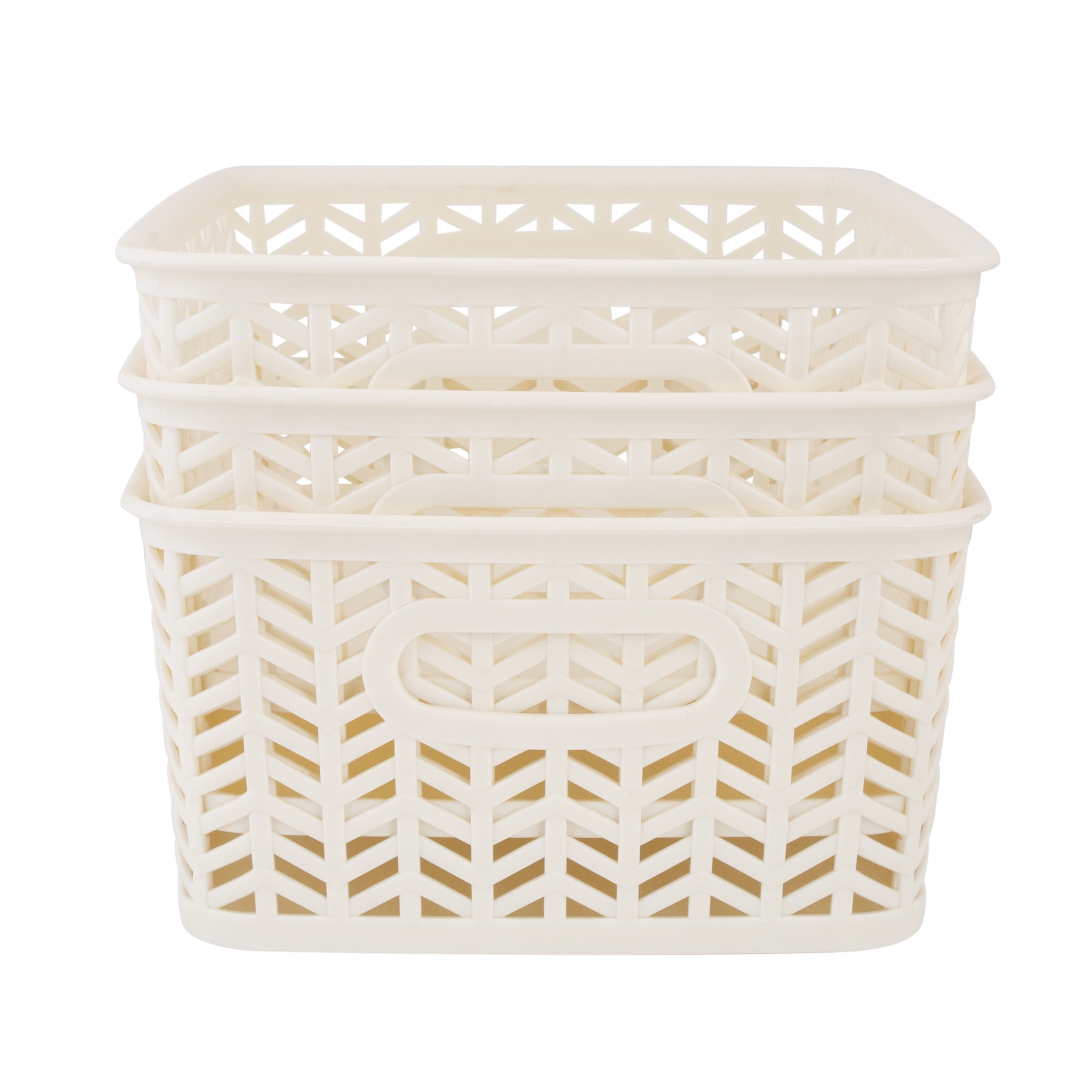 Simplify Small Herringbone Storage Bin White