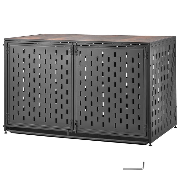 KFFKFF 48-Inch Heavy-Duty Dog Crate Furniture, Indoor Kennel for Large Dogs, Durable Steel Pet Cage with 3 Doors, Removable Tray, and Secure Locks, Black