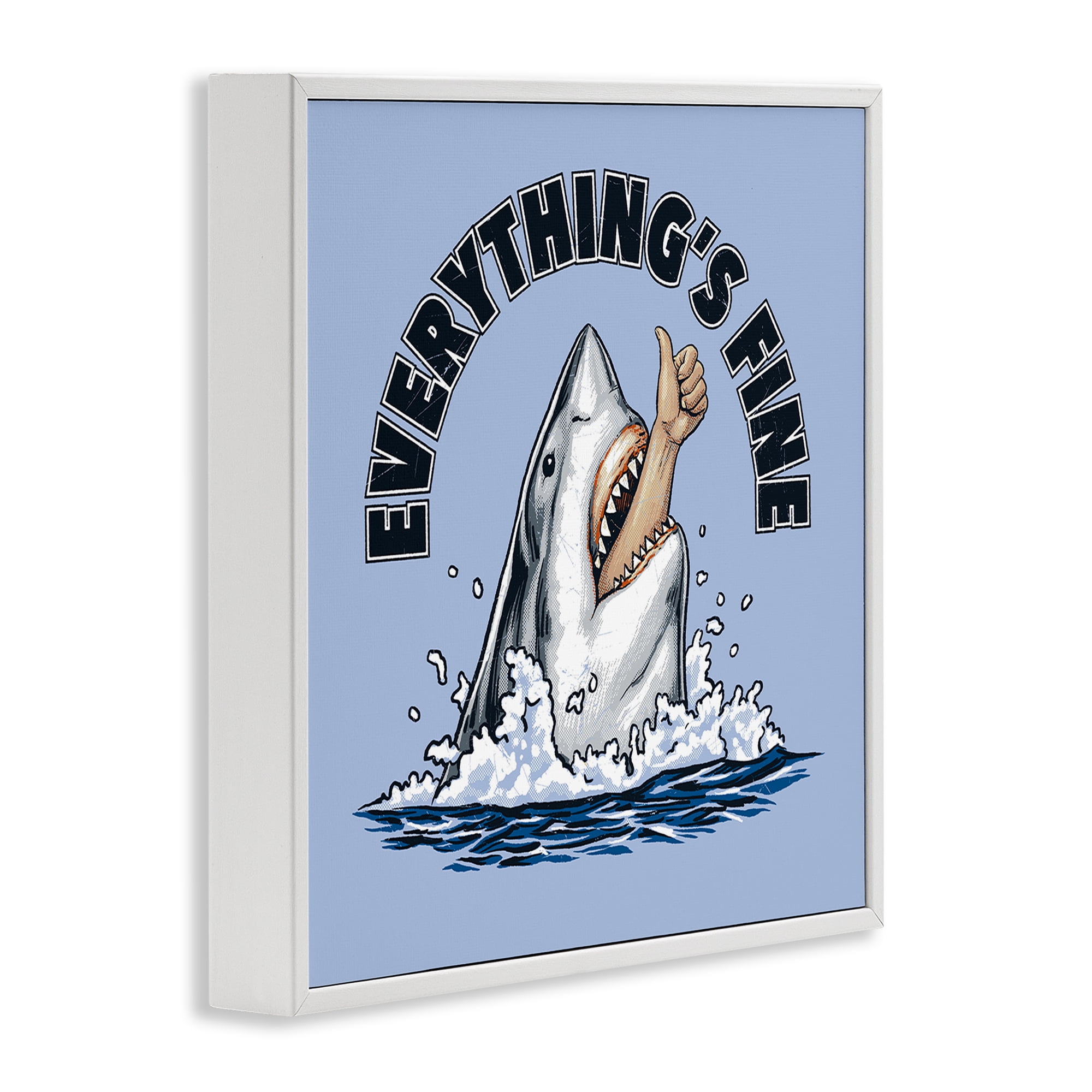 Everything's Fine Shark Bite White Framed Giclee Art, design by Jedco Brands Inc.