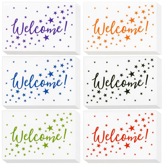 Best Paper Greetings Welcome Cards - 36 Count, 4 x 6 In, 250 GSM Cardstock, Star Pattern - Envelopes Included & Welcome Note Cards for Guests & Employees