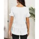 thumbnail image 4 of Camiseta estilo Babydoll suelta con cuello en V y manga corta con volantes para mujer, informal, para verano, 4 of 6