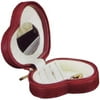 Bey-Berk International Lizard Leather Small Heart Shaped Jewelry Box with Mirror & Zippered Closure - Red