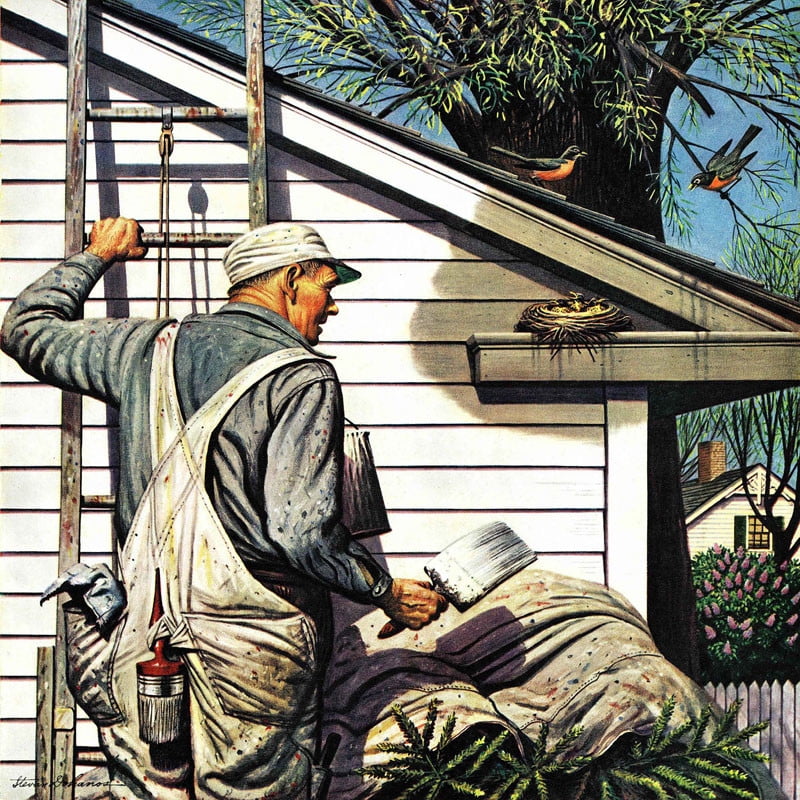 Marmont Hill House Painter And Birds Nest Stevan Dohanos Painting Print On Canvas Walmart Com Walmart Com