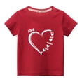 thumbnail image 1 of Penkiiy Haut à Manches Courtes Imprimé Cœur pour Enfants Garçons Filles, Couleur Unie, Col Rond, 5-6 Ans, Rouge, 1 of 6