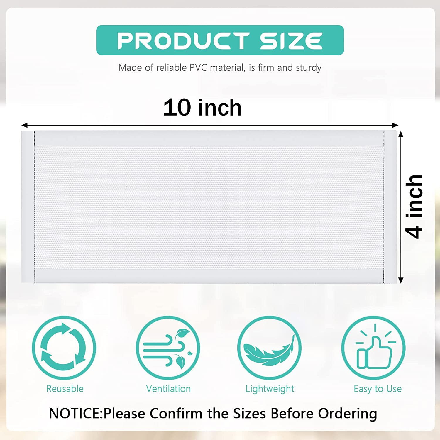 4 Pack Floor Register Screen Vent Mesh - Happon 4x10 inch Plastic Rectangle Air Vent Screen Cover, Magnetic Vent Mesh Cover for Ceiling Wall Floor Catch Debris Hair Dust