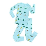 Elowel Boys Space 2 Piece Pajama Set 100% Cotton Size 3 Blue