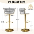 thumbnail image 7 of Daluvenix Velvet Bar Stools Set of 4, Counter Height Barstools with Low Back, Gold 360° Swivel Bar Stool ,Counter Height Bar Chairs for Kitchen Island, Pub,Light Grey, 7 of 7
