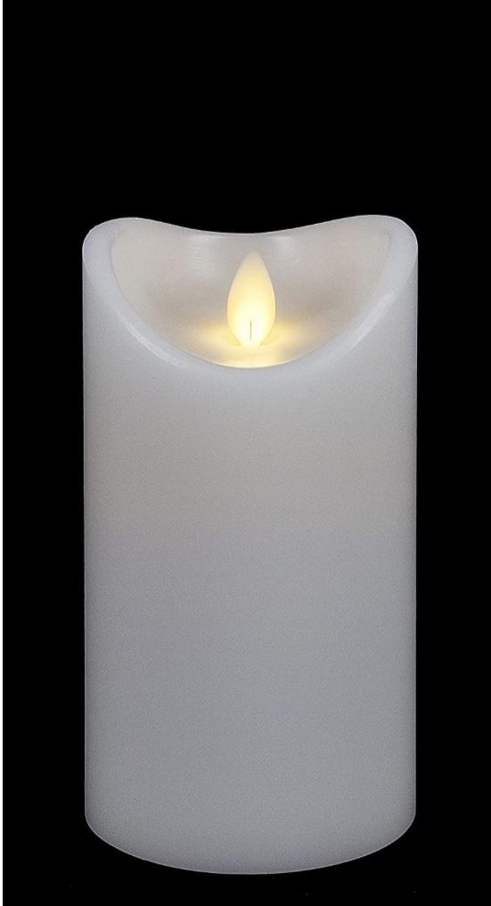 LuxuryLite Bright White LED Wax LED Pillar Candle 3x6in