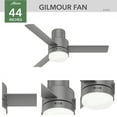 thumbnail image 2 of Hunter 44 inch Outdoor or Indoor Ceiling Fan with LED Light and Remote Control - Low Profile Mount Ceiling Fan, 3 Blades, For Patio, Porch, Garage, or Living Room, Quiet - Gilmour 51475, Matte Silver, 2 of 17