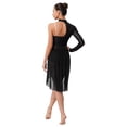thumbnail image 2 of MSemis Women Modern Lyrical Dance Dress Single Sleeve Ballet Ballroom Dresses Black XL, 2 of 5