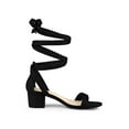 thumbnail image 3 of BLISSFUL STEP Women's Opened Toe Block Heel Lace up Dress Sandals Black 7.5, 3 of 8