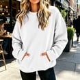 thumbnail image 6 of yillto Women's Sweatshirts Round Neck Long Sleeve Solid Color Loose Casual Fall Tops with Pockets for Ladies, 6 of 6
