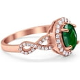 thumbnail image 2 of Divine Creation 14K Rose Gold Plated 1.80 Ct Oval Cut Green Emerald Wedding Engagement Halo Ring 925 Sterling Silver For Women's -7.5, 2 of 3