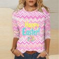 thumbnail image 2 of DDAPJ pyju Easter T-shirts for Women 3/4 Sleeve Plus Size Tops Novelty 3D Print Graphic Tees Loose Casual Mid-length Pullover Blouses Limited Time Sales Multicolor XXXXL, 2 of 6