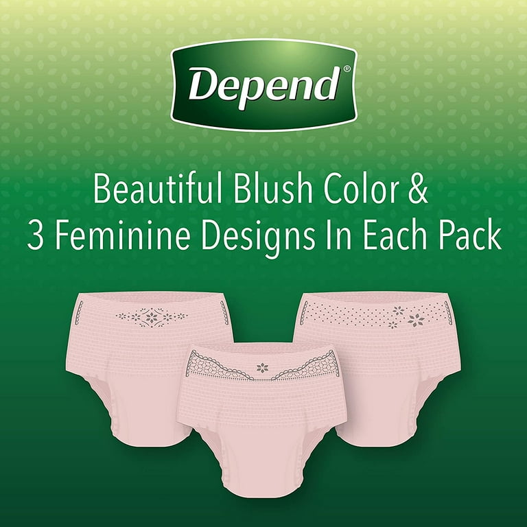 Depend FIT-FLEX Incontinence Underwear For Women, Disposable, Maximum  Absorbency, Medium, Blush, 30 Count