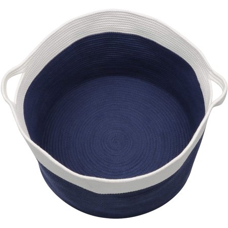 X Large Blanket Storage For Living Room 21 7 13 8 Cotton Rope Baskets Decorative Woven Basket With Handles White Dark Blue Canada Cotton Rope Baskets, Large Storage Baskets For Blankets
