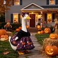 thumbnail image 5 of Ouuluon Halloween Porch Goose Outfits, Cute Convenient Porch Goose Outfit, 23 inch Purple Dress with Pumpkin Pattern & Lace for Garden Yard Patio, 5 of 9