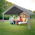 thumbnail image 6 of Hellone Carport 13'X20' Heavy Duty Steel Canopy Adjustable & Portable Garage with 3 Roll-Up Ventilated Side Doors & 5 Windows for Truck Boat Car, Gray, 6 of 8