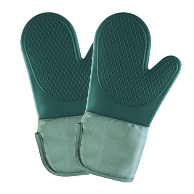 Un par de guantes para horno, guantes de silicona y algodón, guantes aislantes de panal