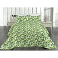 thumbnail image 2 of Ambesonne Nature Quilted Bedspread Set 3 Pcs, Spring Blooming Leafy Art, Twin, Lime Green and White, 2 of 4
