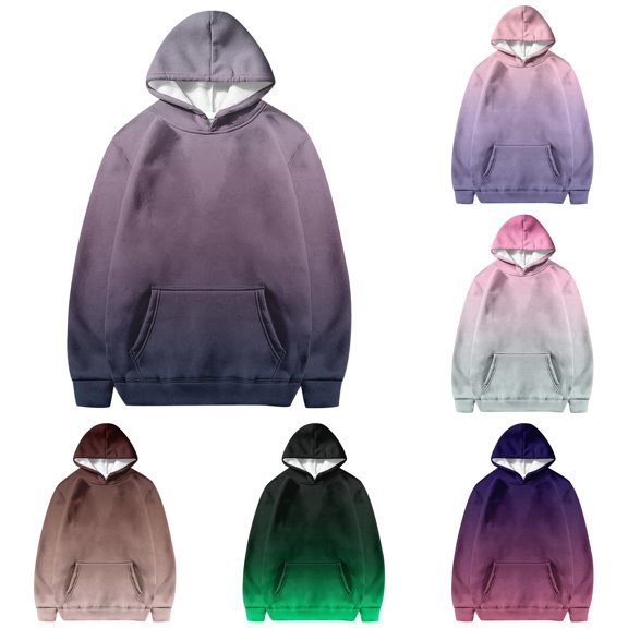 GobdXE Gradient Tie Dye Kids Girls Hooded Sweatshirt Kangaroo Pocket Long Sleeve Pullover Hoodie Casual Everyday Outfit E,11-12 Years