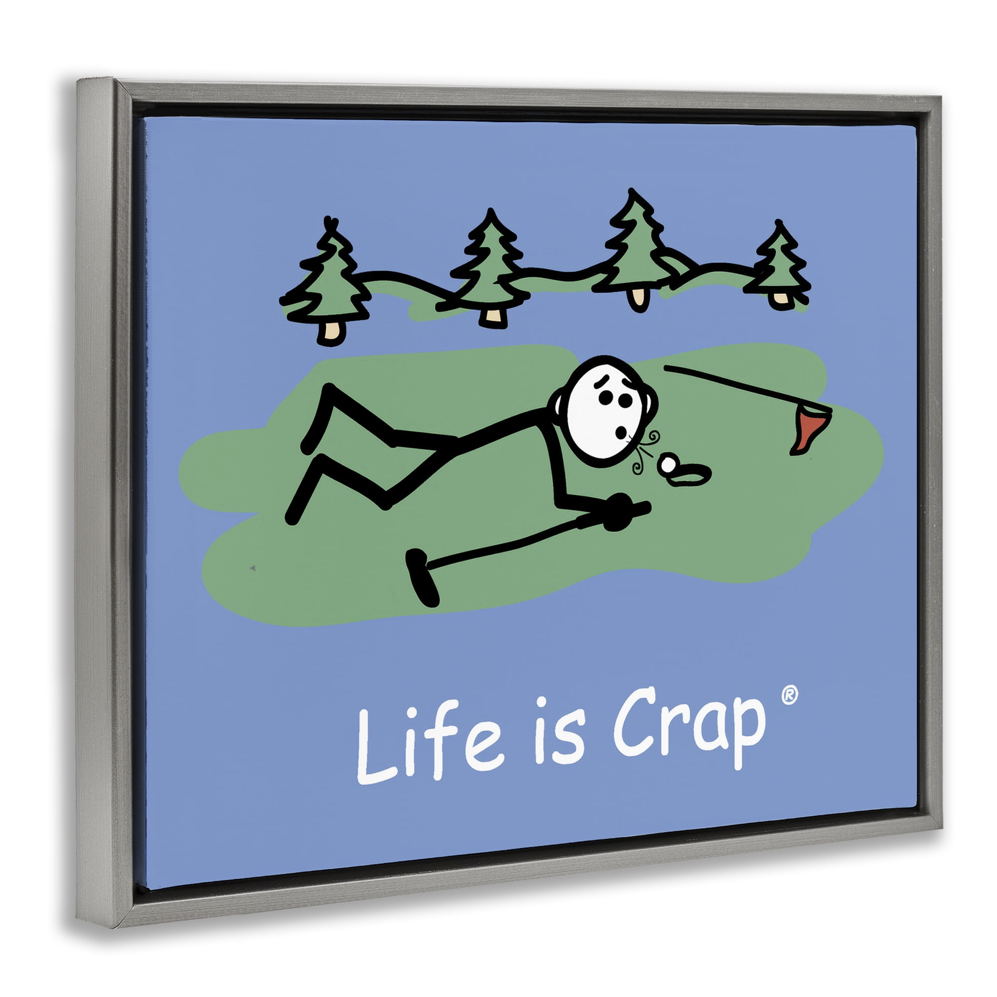 Stupell Industries Funny Golf Blow Novelty & Humor Painting Gray Floater Framed Canvas Art Print Wall Art, 31 x 25