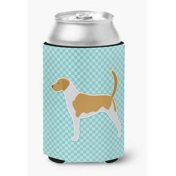 Caroline's Treasures BB3698CC American Foxhound  Checkerboard Blue Can or Bottle Hugger, Can Hugger, multicolor