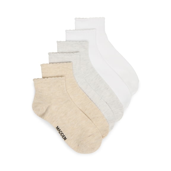 Madden NYC Women's Quarter Sock, 6-Pack, Fits Shoe Size 5-10