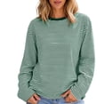 thumbnail image 5 of Yutgune Women's Striped Sweatshirt Crew Neck Long Sleeve Shirts Loose Casual Fall Top, 5 of 6