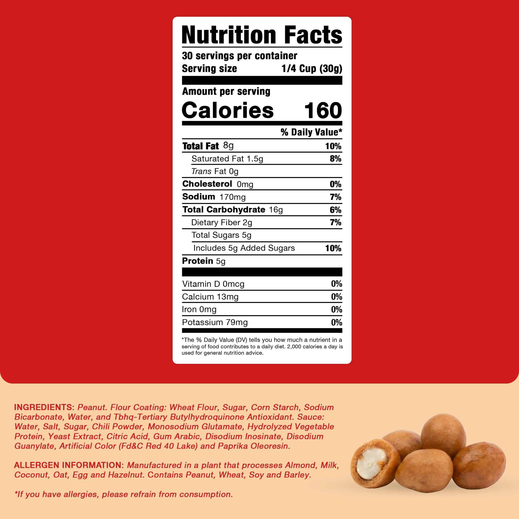 De La Rosa Nishiyama Cocktail Peanuts, 2 lb Resealable Bag