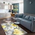 thumbnail image 3 of Modern Hand Drawn Gray Yellow Floral Art Area Rugs, Retro European Oil Painting Flowers Washable Carpet, with Non-Slip Rubber Backing Decorative Rugs for Living Room Bedroom Dining Room 3x5ft, 3 of 7