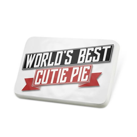 Porcelein Pin Worlds Best Cutie Pie Lapel Badge –