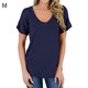 thumbnail image 1 of Camiseta de mujer con cuello en V, manga corta, bolsillo, blusa, top casual de verano, azul marino, M Advancent AP001345-12, 1 of 4