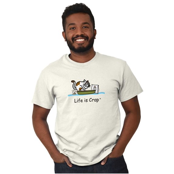 Cats Short Sleeve T-Shirt Tees Tshirts Life is Crap Kitty Litter Funny Novelty Pet