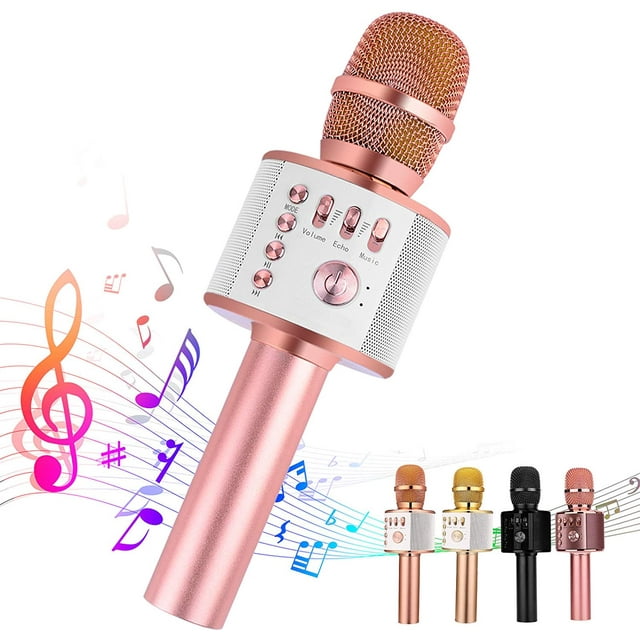 Microphone de Karaoké Sans Fil Bluetooth, Machine de Karaoké Portative 3 en 1 Multifonction pour Enfants, Micro Haut-Parleur Portable pour la Maison, Fête Chant