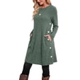 thumbnail image 2 of Fantaslook Long Sleeve Womens Dresses Plus Size Buttons Tunic Sweater Dress with Pockets, 2 of 11