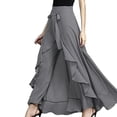 thumbnail image 3 of FANTADOOL Wrap Skirts Women Casual Fashion Navy Chiffon Tie-Waist Ruffle Wide Leg Loose Pants, 3 of 6