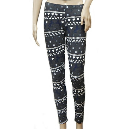 Ugly Sweater Pattern Women's Juniors Stretch Leggings 100% Cotton Legging (Large)