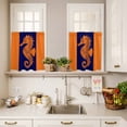 thumbnail image 4 of Kitchen Window Curtains Valance and Tier Set, Coastal Ocean Orange Seahorse Rod Pocket Tier Curtain Valance Set, Marine Creature on Blue Light Filtering Cafe Curtains for Bedroom Living Room, 4 of 9
