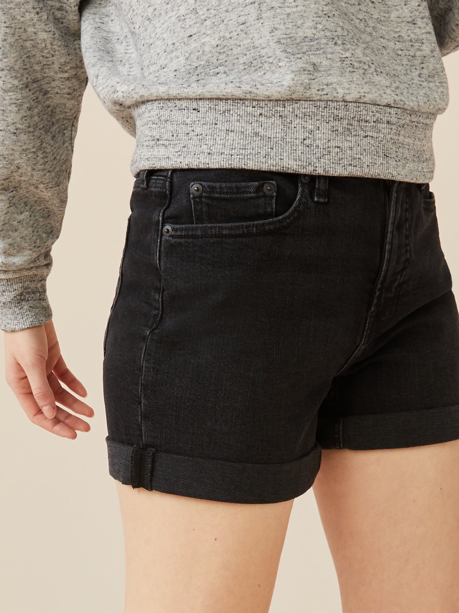 Free Assembly Women’s Rolled Cuff Jean Shorts, 4” Inseam, Sizes 0-22