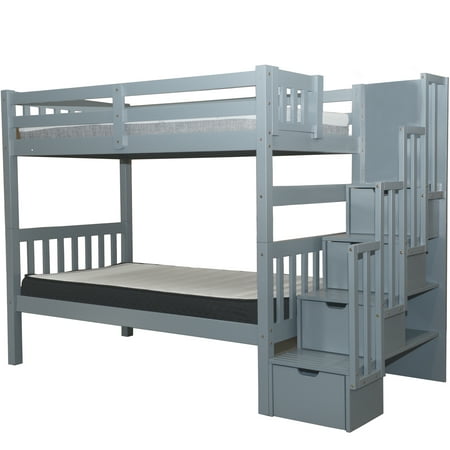 Stairway Twin Over Bunk Bed, Scanica Staircase Twin Loft Bed With Storage White