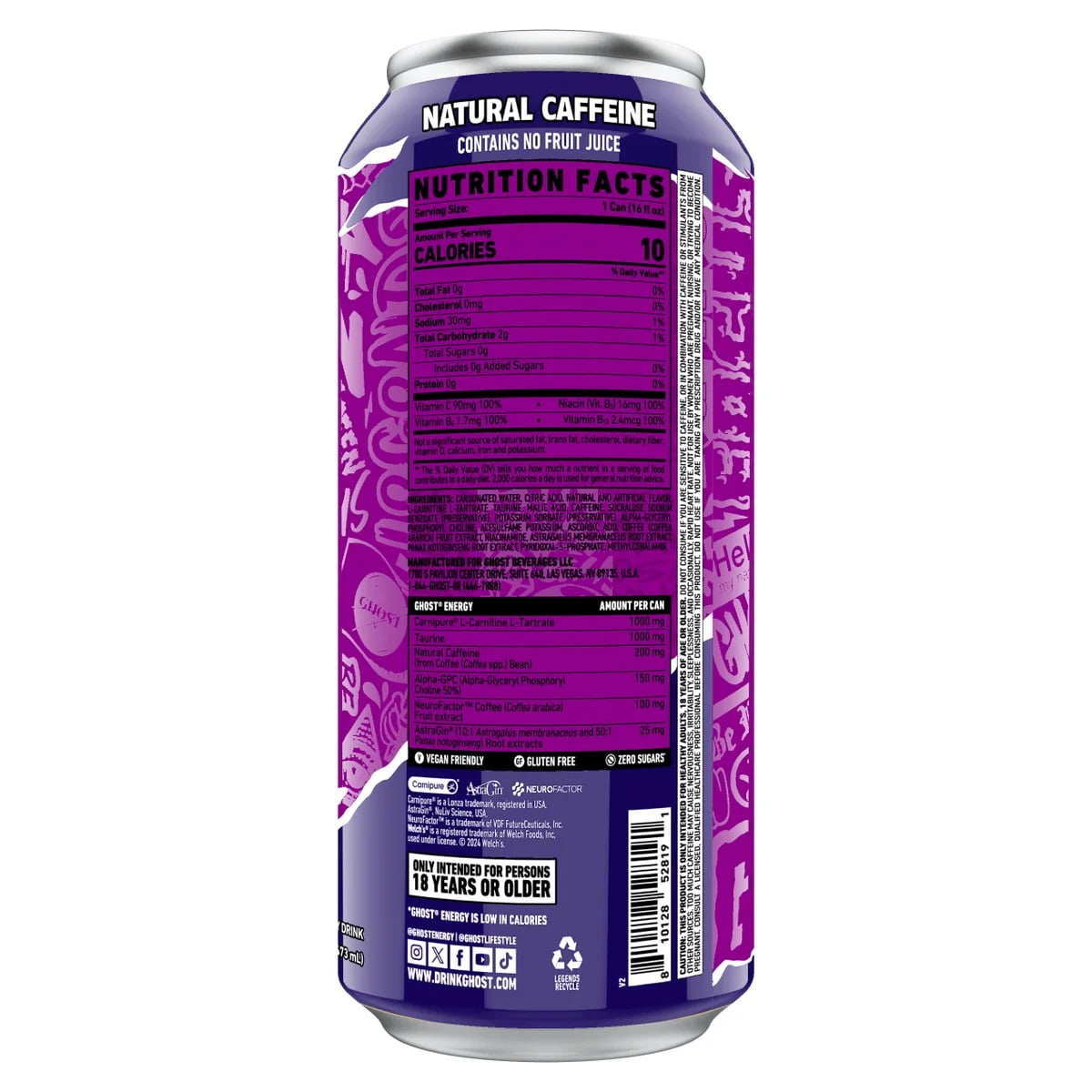 Ghost Energy Drink, Zero Sugar, Variety Pack, 16 Fluid Ounce (Pack of 15)