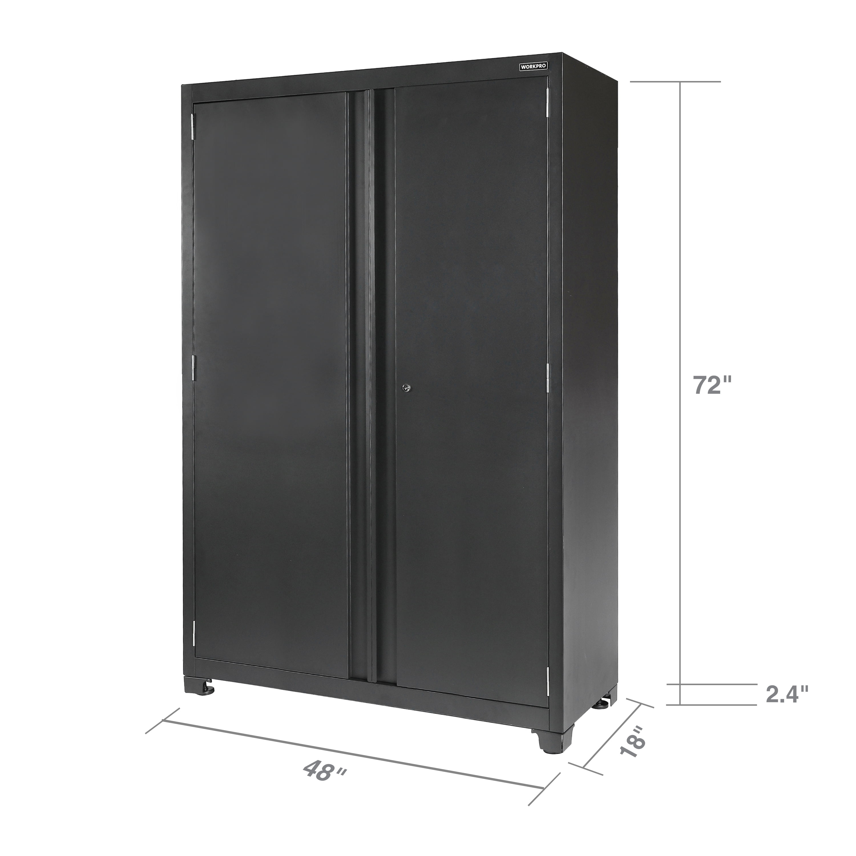 WORKPRO 48-inch Heavy-Duty Garage Storage Cabinet, 3 Shelves, Black, Metal