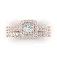 thumbnail image 2 of 2.01 ct Brilliant Princess Cut Moissanite 14k Rose Gold Halo Solitaire with Accents Engagement Bridal Wedding Ring Band Set size 7.75, 2 of 7