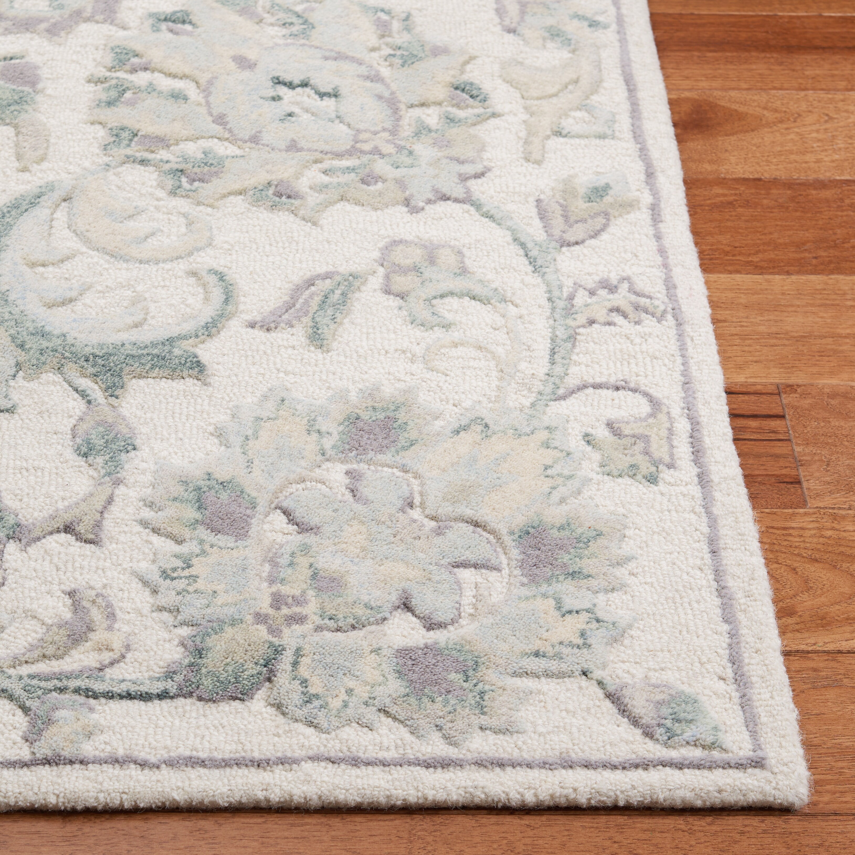 SAFAVIEH Glamour Catrine Bordered Wool Area Rug, Ivory/Grey, 5' x 8'