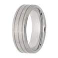thumbnail image 2 of Men's Titanium Multi-Finish Grooved Wedding Band – Mens Ring, 2 of 4